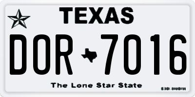 TX license plate DOR7016