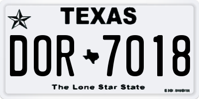 TX license plate DOR7018