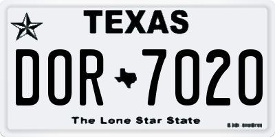 TX license plate DOR7020