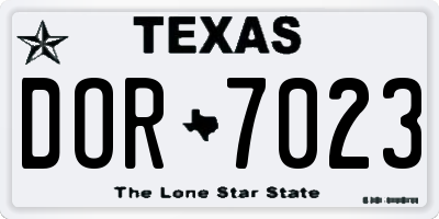 TX license plate DOR7023