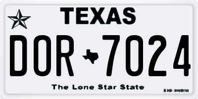TX license plate DOR7024
