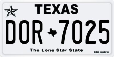 TX license plate DOR7025