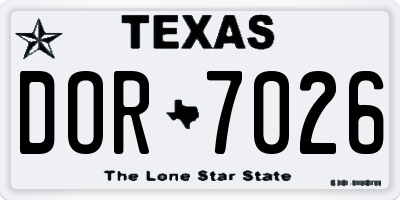 TX license plate DOR7026