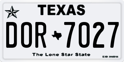 TX license plate DOR7027