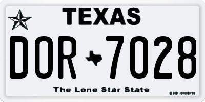 TX license plate DOR7028