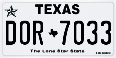 TX license plate DOR7033