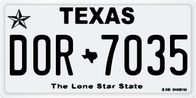 TX license plate DOR7035