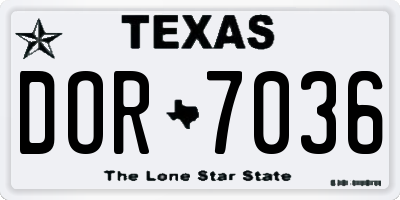 TX license plate DOR7036