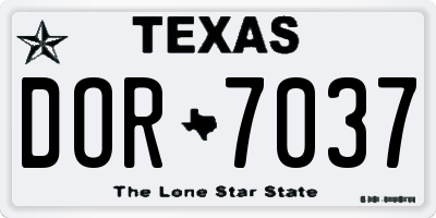 TX license plate DOR7037