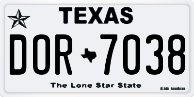 TX license plate DOR7038