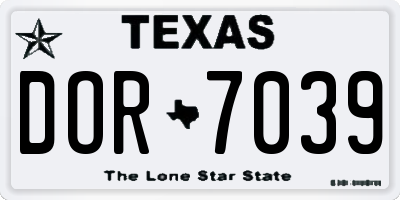 TX license plate DOR7039