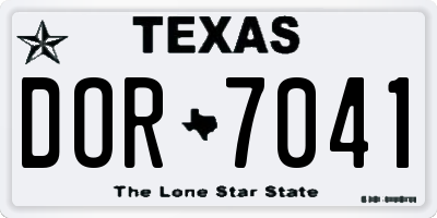 TX license plate DOR7041