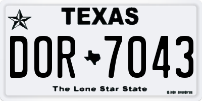 TX license plate DOR7043