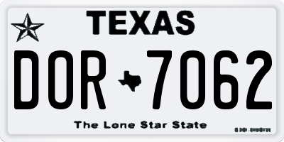 TX license plate DOR7062