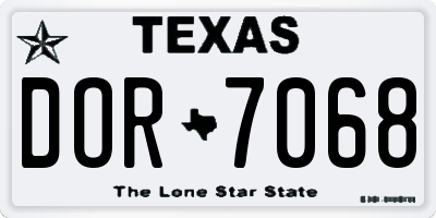 TX license plate DOR7068