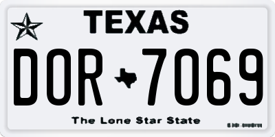 TX license plate DOR7069