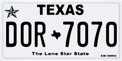 TX license plate DOR7070