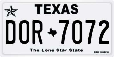 TX license plate DOR7072