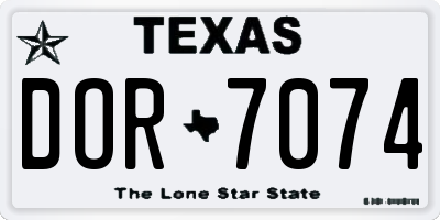 TX license plate DOR7074