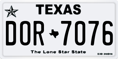 TX license plate DOR7076