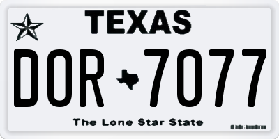 TX license plate DOR7077