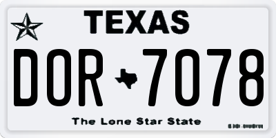 TX license plate DOR7078