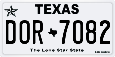 TX license plate DOR7082
