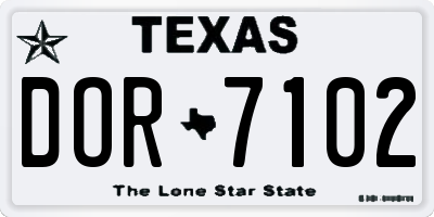 TX license plate DOR7102