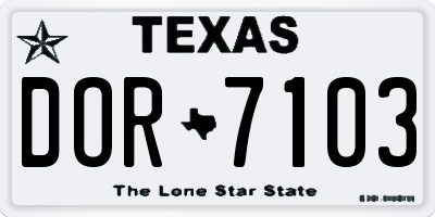 TX license plate DOR7103