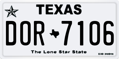 TX license plate DOR7106