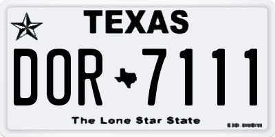 TX license plate DOR7111