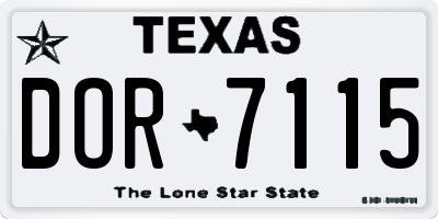 TX license plate DOR7115