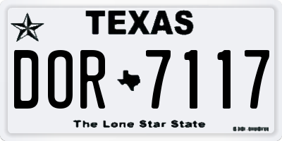TX license plate DOR7117