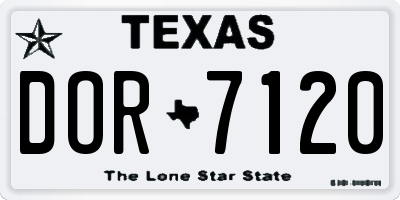 TX license plate DOR7120
