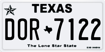 TX license plate DOR7122