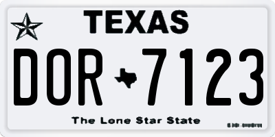 TX license plate DOR7123