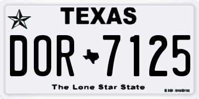 TX license plate DOR7125