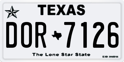 TX license plate DOR7126