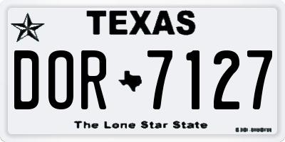 TX license plate DOR7127