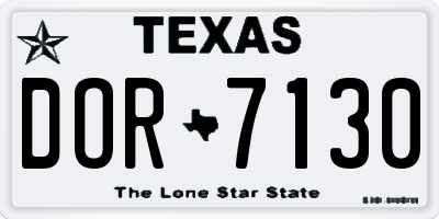 TX license plate DOR7130