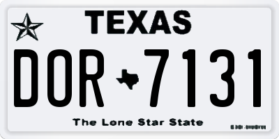 TX license plate DOR7131