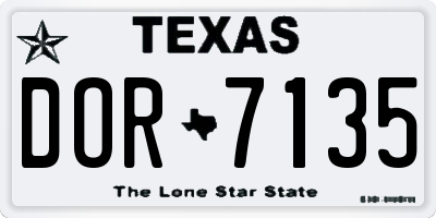 TX license plate DOR7135