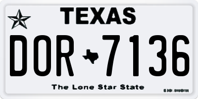 TX license plate DOR7136