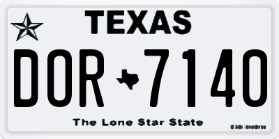TX license plate DOR7140