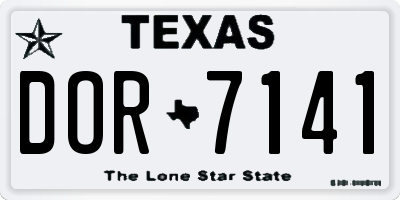 TX license plate DOR7141