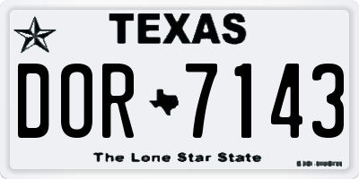 TX license plate DOR7143