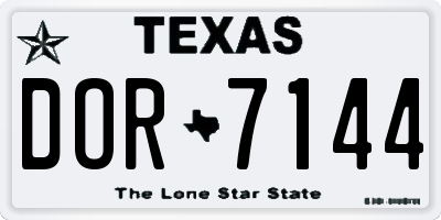 TX license plate DOR7144