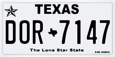 TX license plate DOR7147