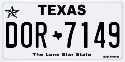 TX license plate DOR7149