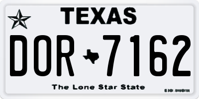 TX license plate DOR7162